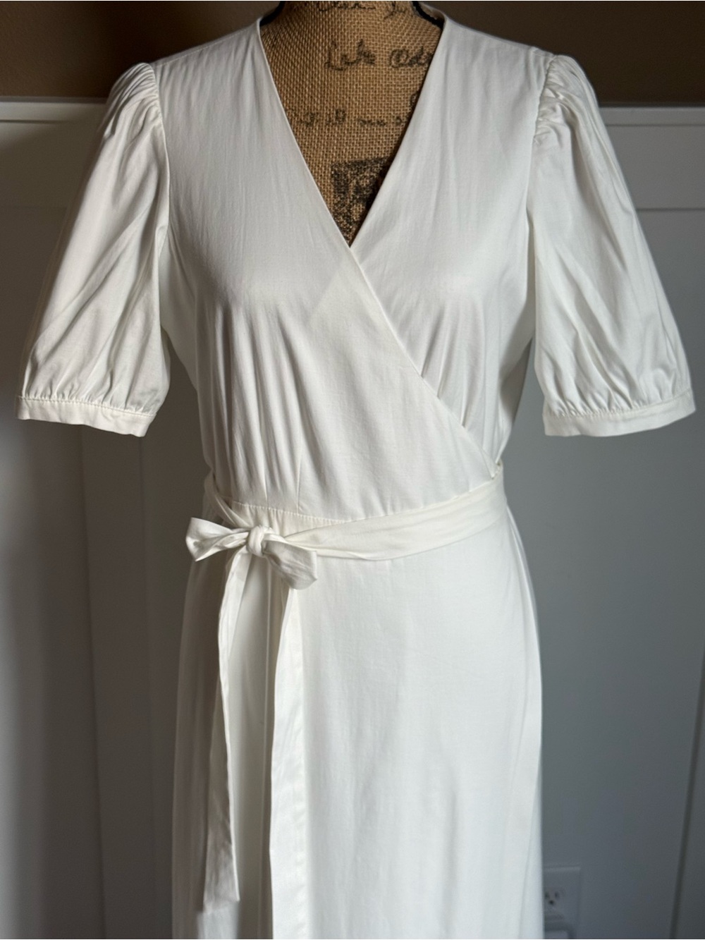 Reformation White Wrap Midi Dress XL NWT Cottagecore Capsule Cotton - Picture 3 of 11